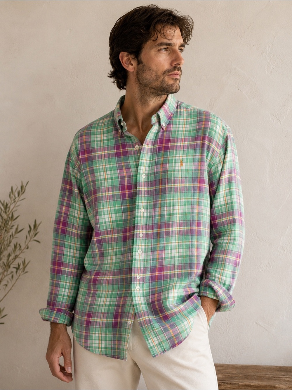 Polo Ralph Lauren Plaid Button Up Shirt Classic Fit Cotton Prep Ivy Mens Large